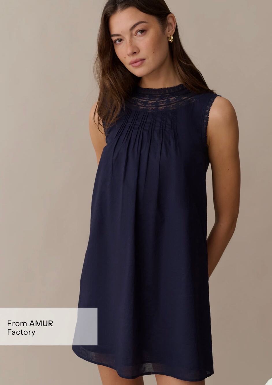 New sorella Tally navy blue Cotton Dress  sz M $172